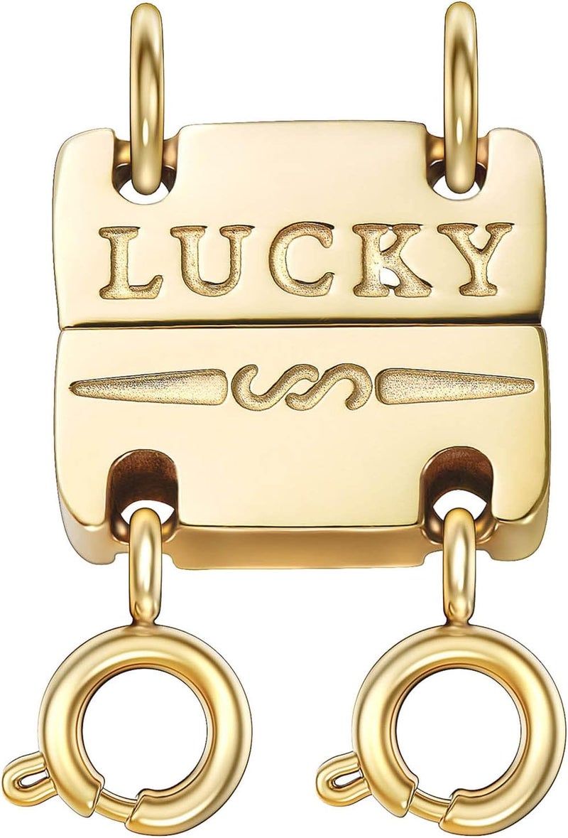 OHINGLT Lucky Necklace Layering Clasp Separator for Stackable,14K Gold and Silver Plated Multiple Necklace Clasps for Women - Image 1